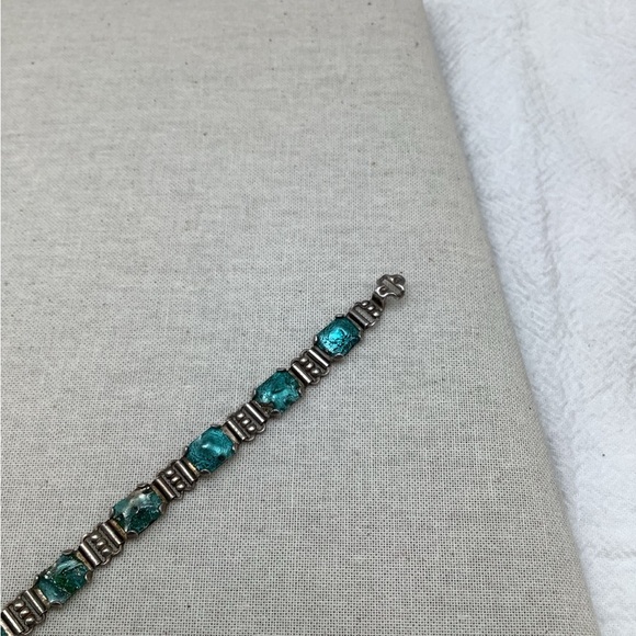 Antique Victorian Era Art Glass Sterling Silver Bracelet - Picture 5 of 5